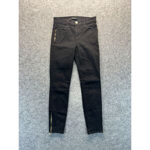 J Brand Jeans‎ Women's 25 Skinny High Rise Gold Zip Black Stretch Denim